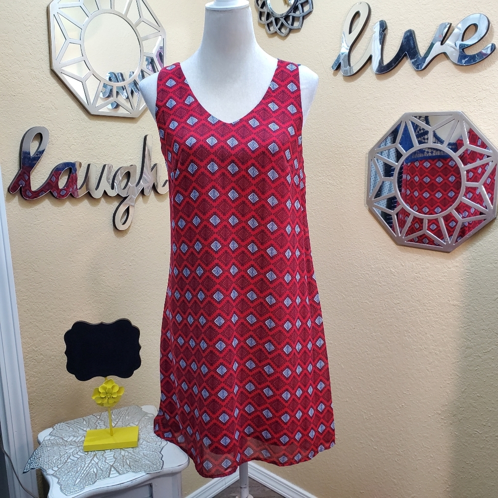 Luxology Geo Print Crochet Tank Dress sz S